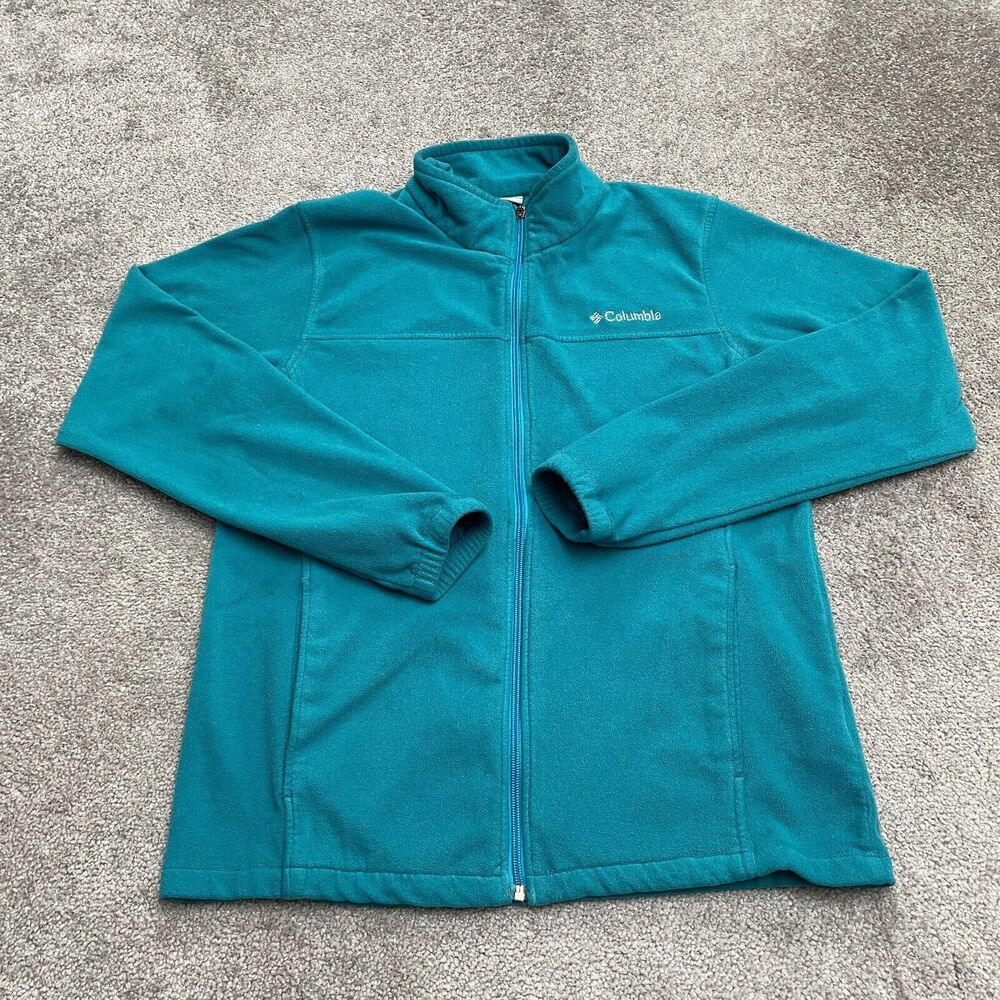 Columbia Klamath Range Fleece Jacket Mens Large Blue Full Zip Outdoor Hiking